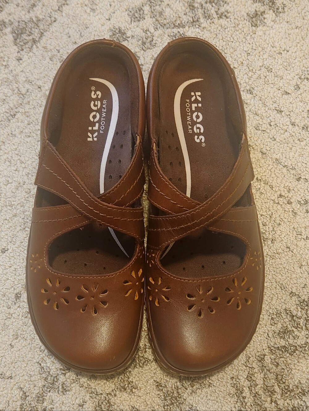 Klogs Brown Leather Mary Jane Slip-On Shoes